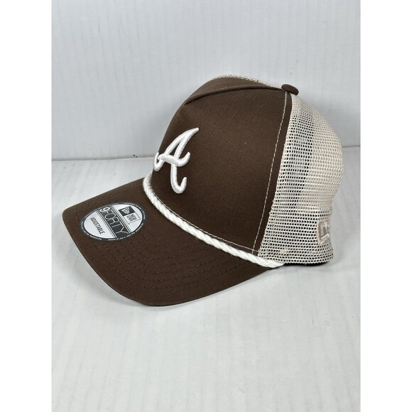 New Era Atlanta Braves MLB 9FORTY A-Frame Trucker Adjustable Rope Hat Cap NWT - Picture 2 of 5